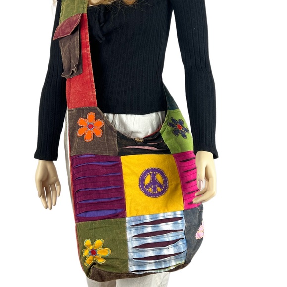 Patchwork Hippie Sling Bag - Picture 3 of 11